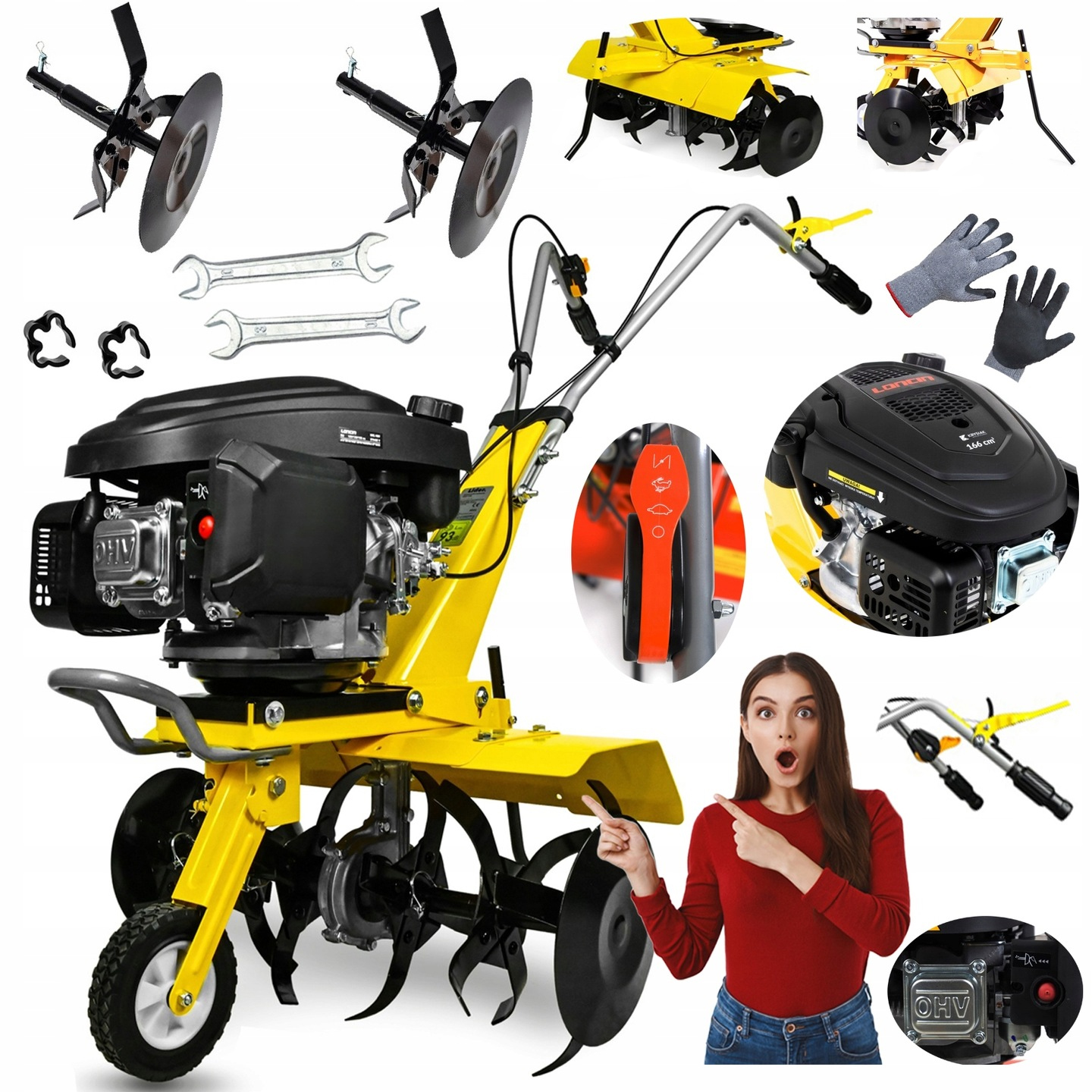 BENZÍNOVÝ KULTIVÁTOR S POHONOM, KULTIVÁTOR PÔDY, VÝKONNÝ 9 HP, 60 CM PRO